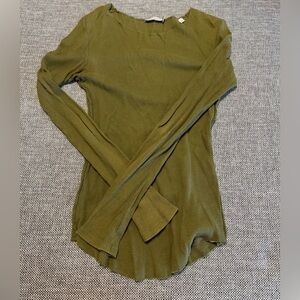 Vince Army Green Waffle Knit Top